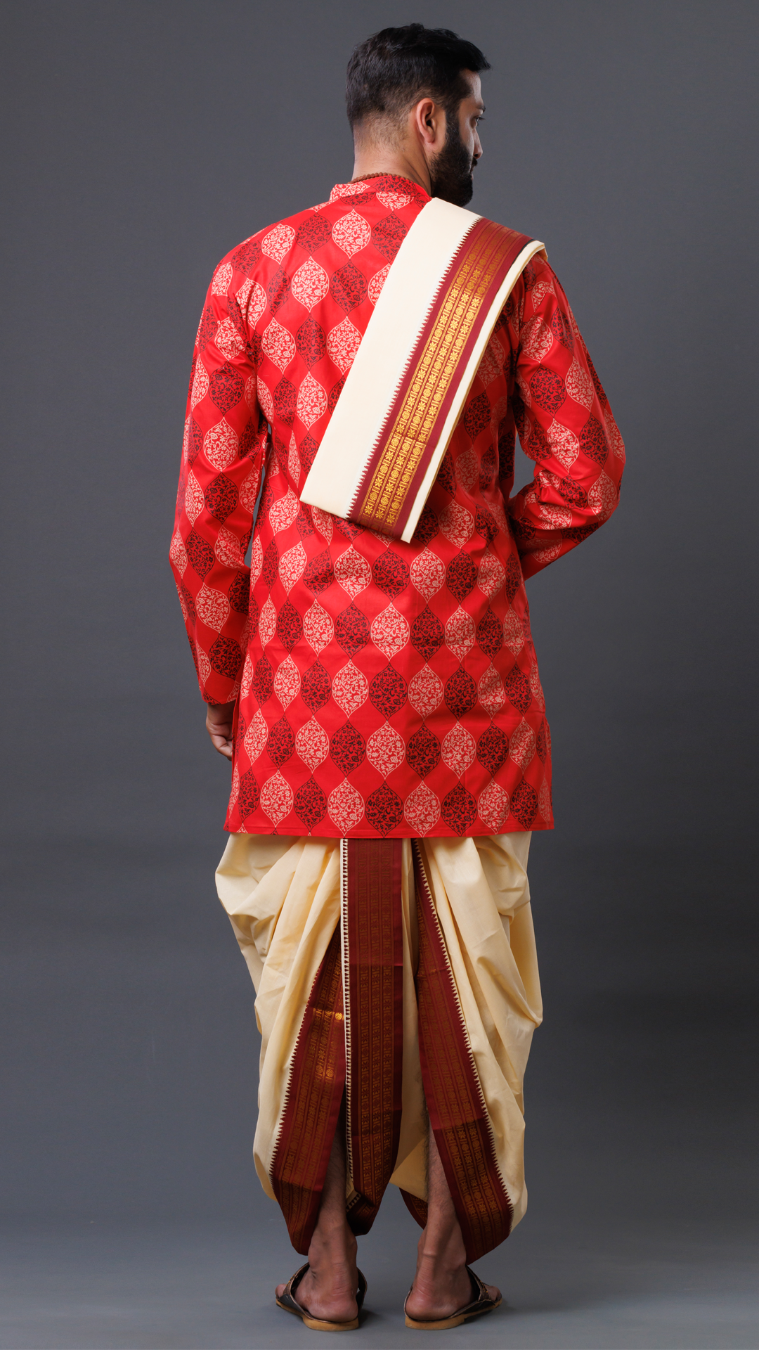 Sandal Cotton Dhoti Set with Khesh (10x6): Subtle Elegance Ratnadeep Dhoti