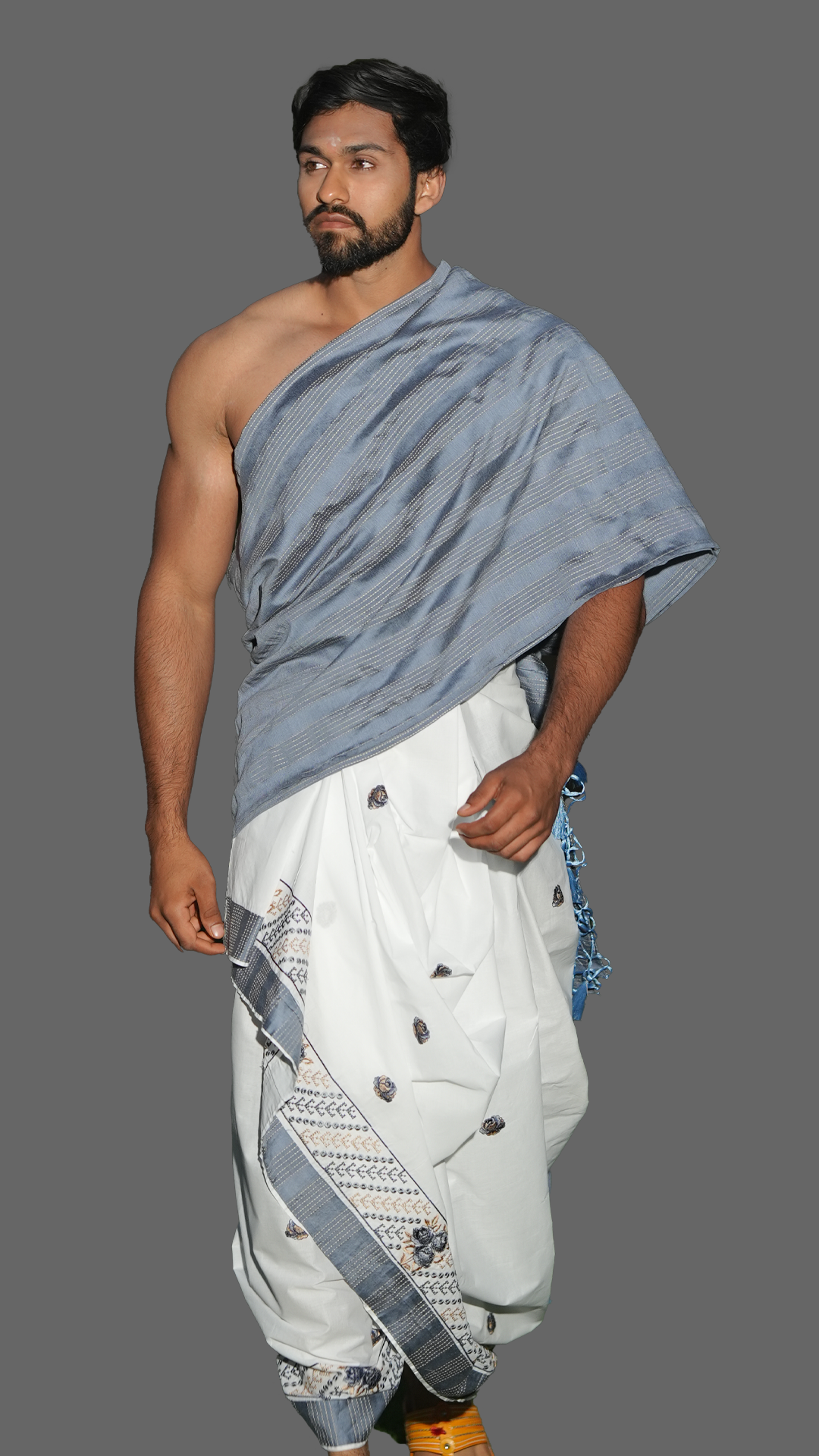 Abhishek Jod with White and Gray Color combinations (10x6) ratnadeepdhoti