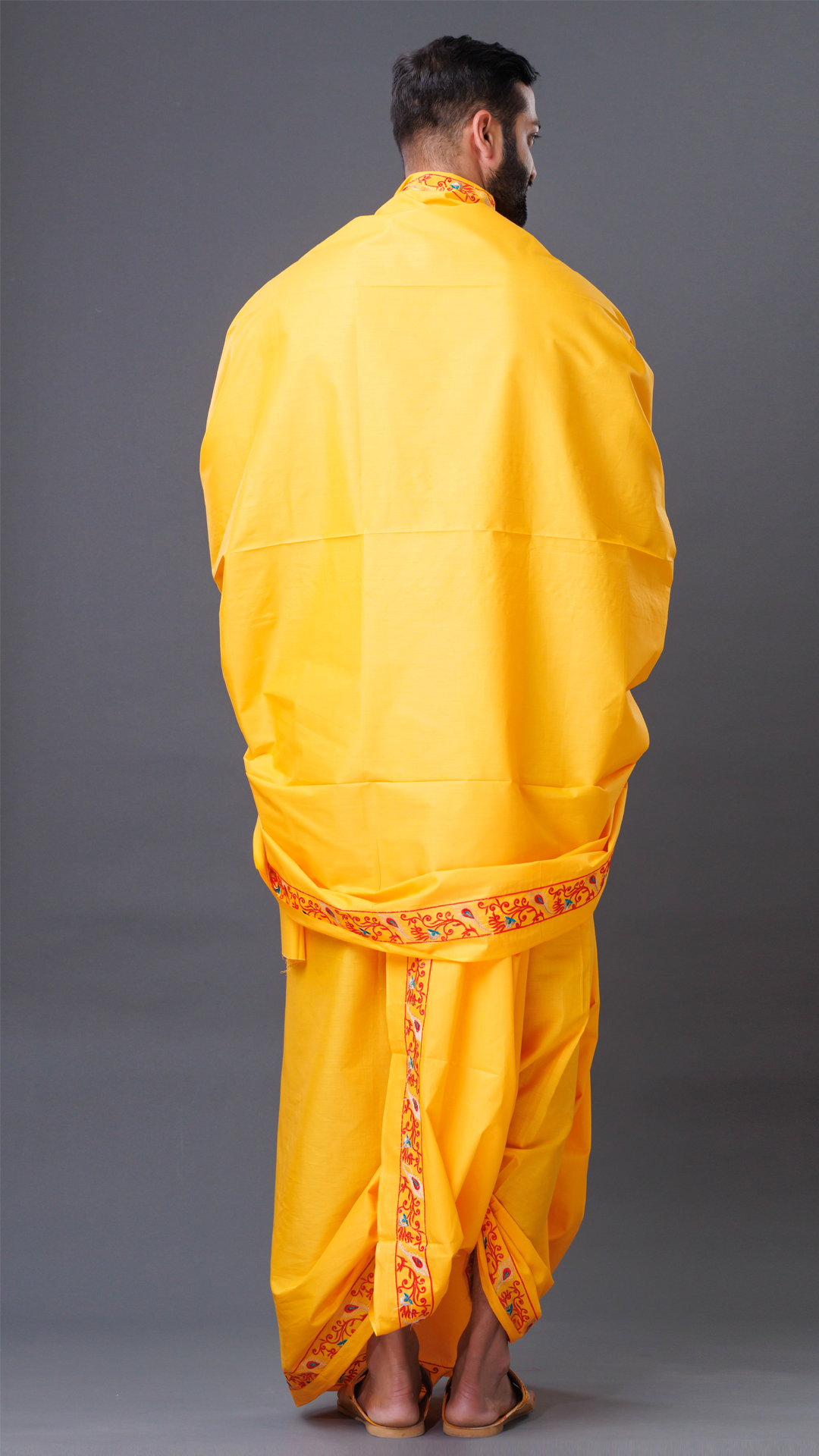 Mango Cotton Dhoti With Minimalistic Border Design Ratnadeep Dhoti