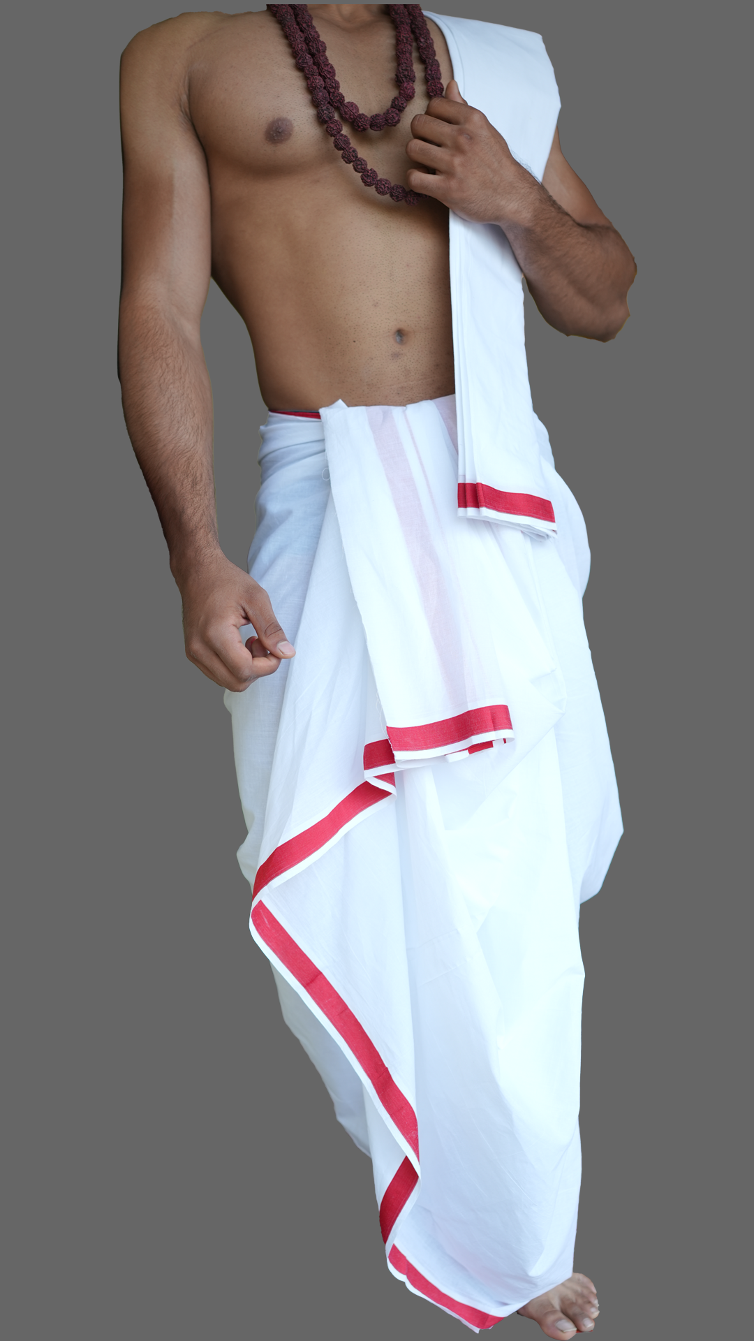 Thilana Jod with 1" Red Border White Cotton Dhoti ratnadeepdhoti