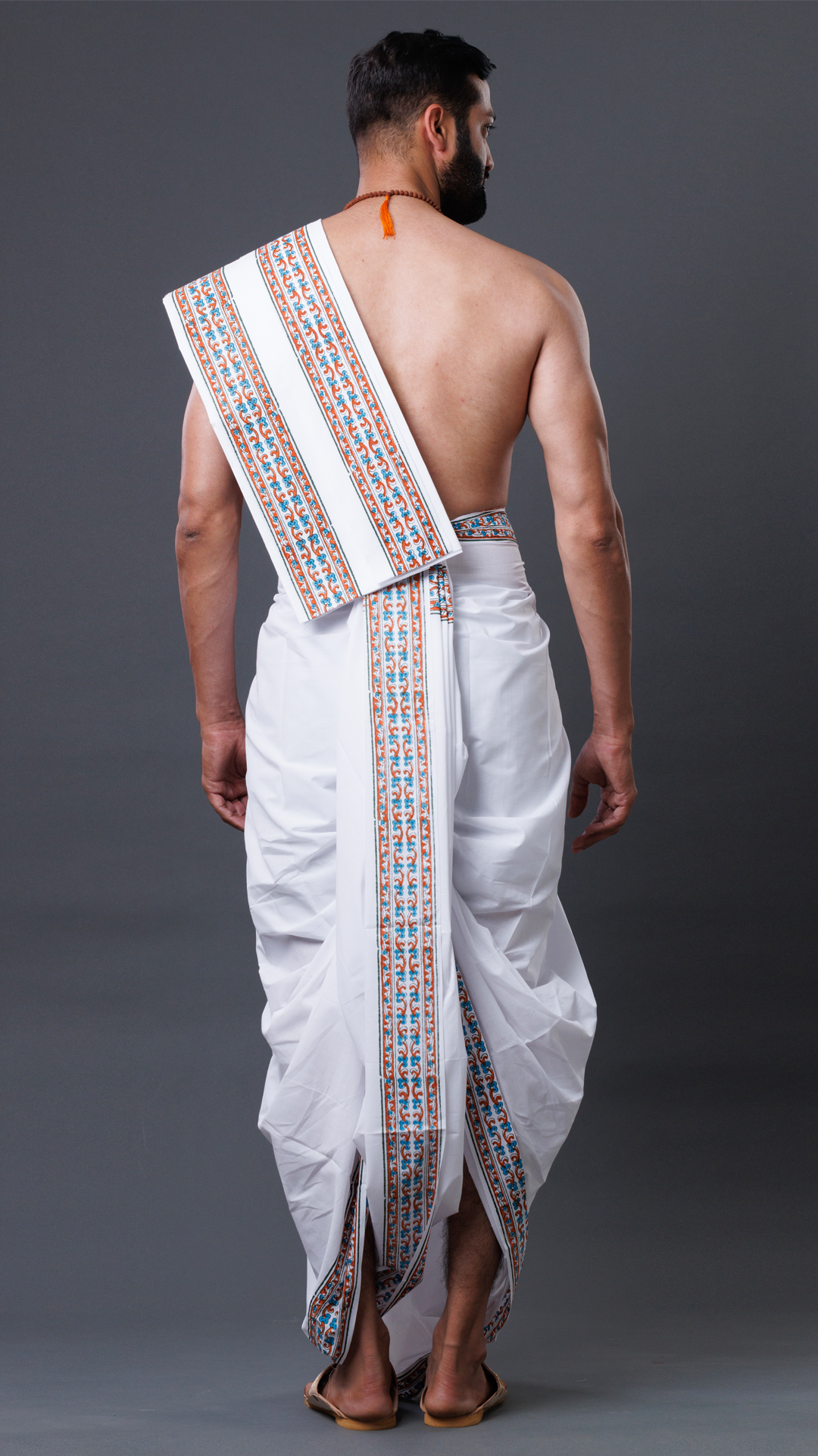 Boho Charm: Block Printed Border Cotton Dhoti (10x6) ratnadeepdhoti