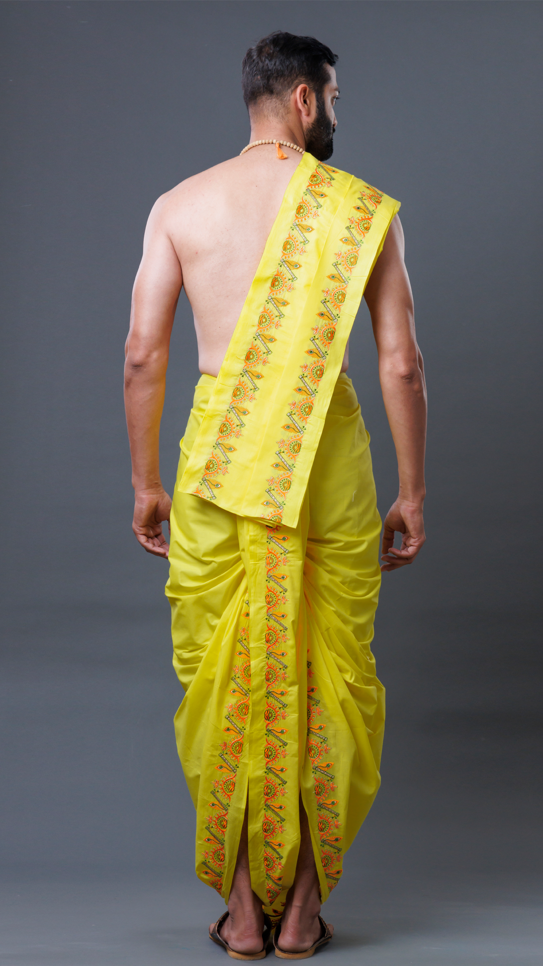 Work Jod Yellow Cotton Dhoti (10x6) ratnadeepdhoti