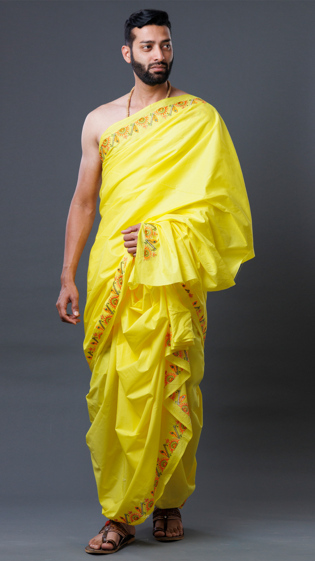Work Jod Yellow Cotton Dhoti (10x6) ratnadeepdhoti
