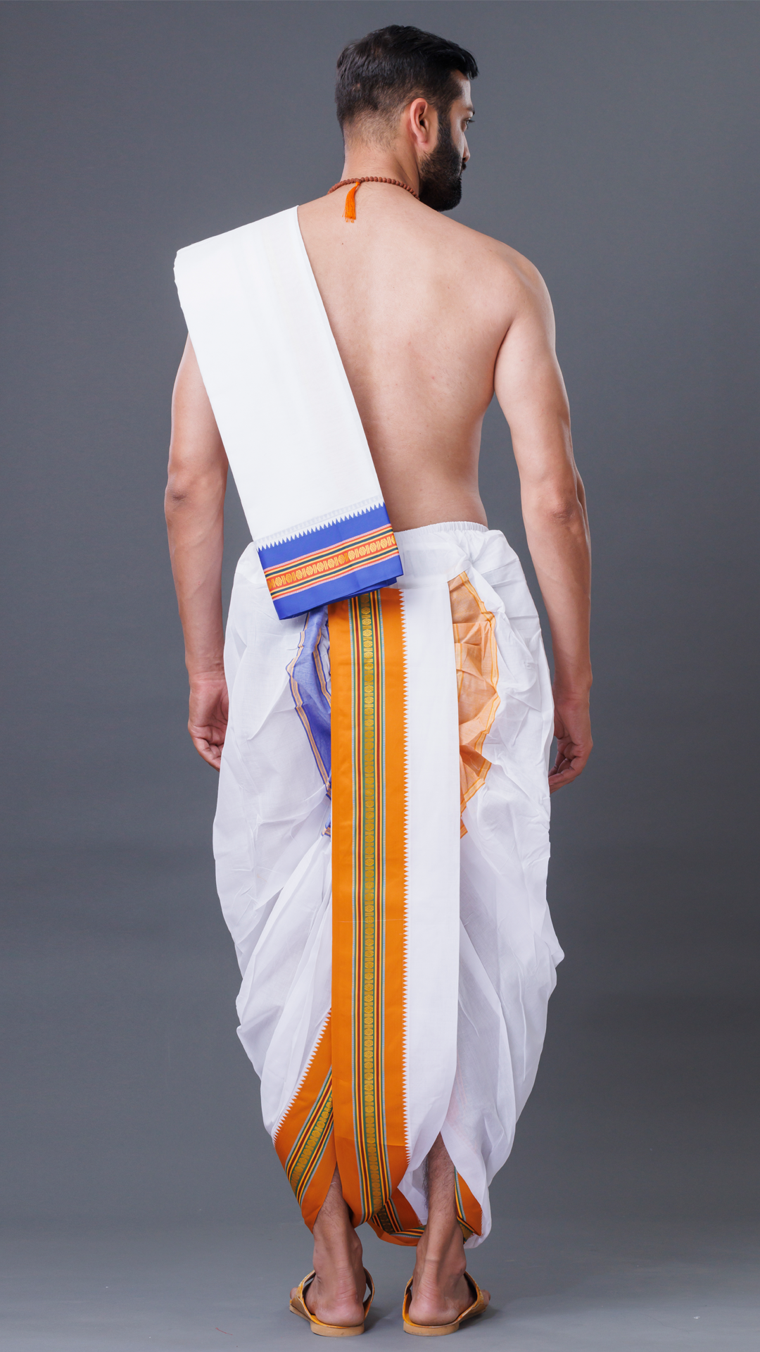 Golden Border Cotton White Dhoti - Ready-to-Wear Elegance ratnadeepdhoti