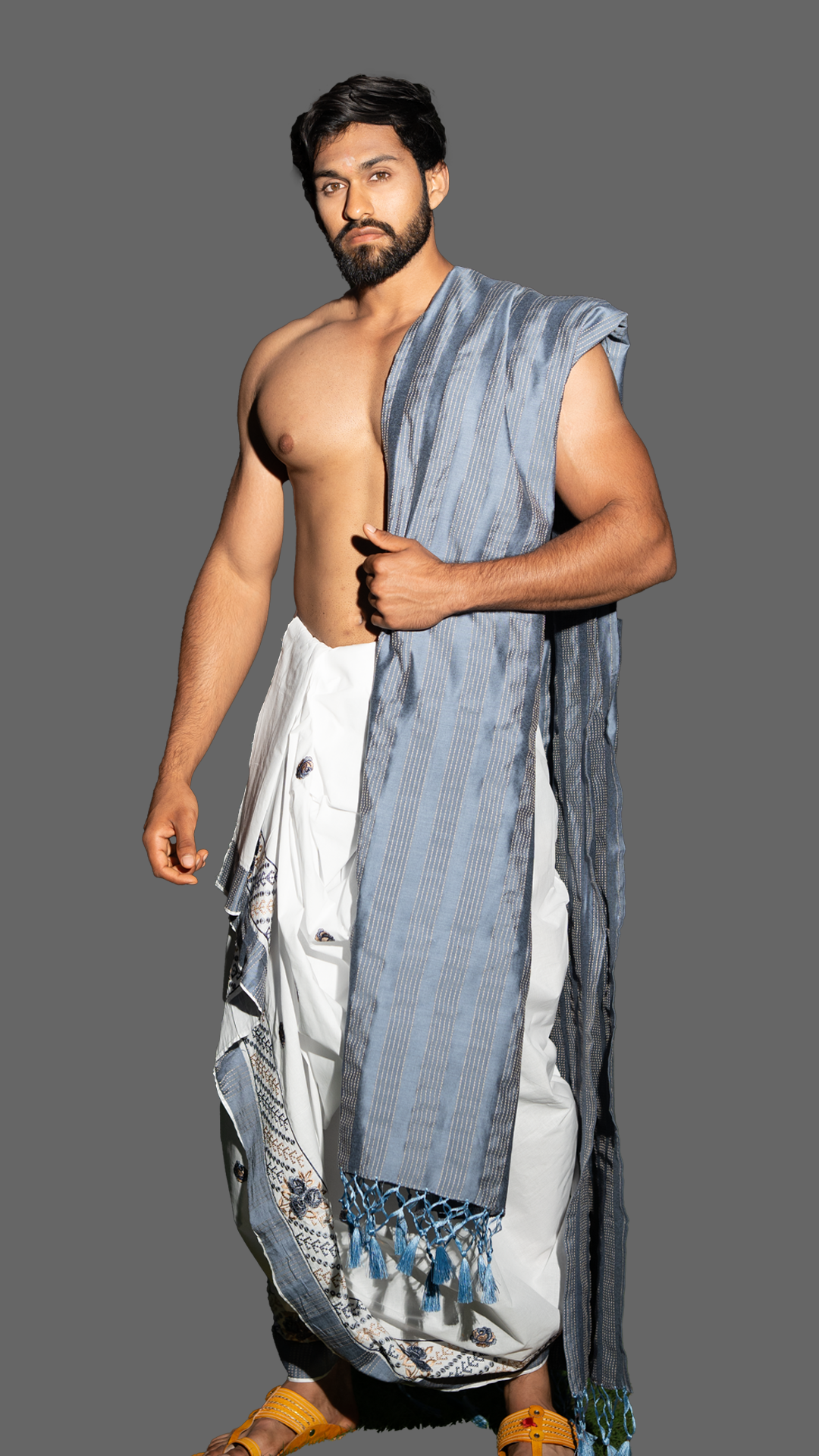 Abhishek Jod with White and Gray Color combinations (10x6) ratnadeepdhoti