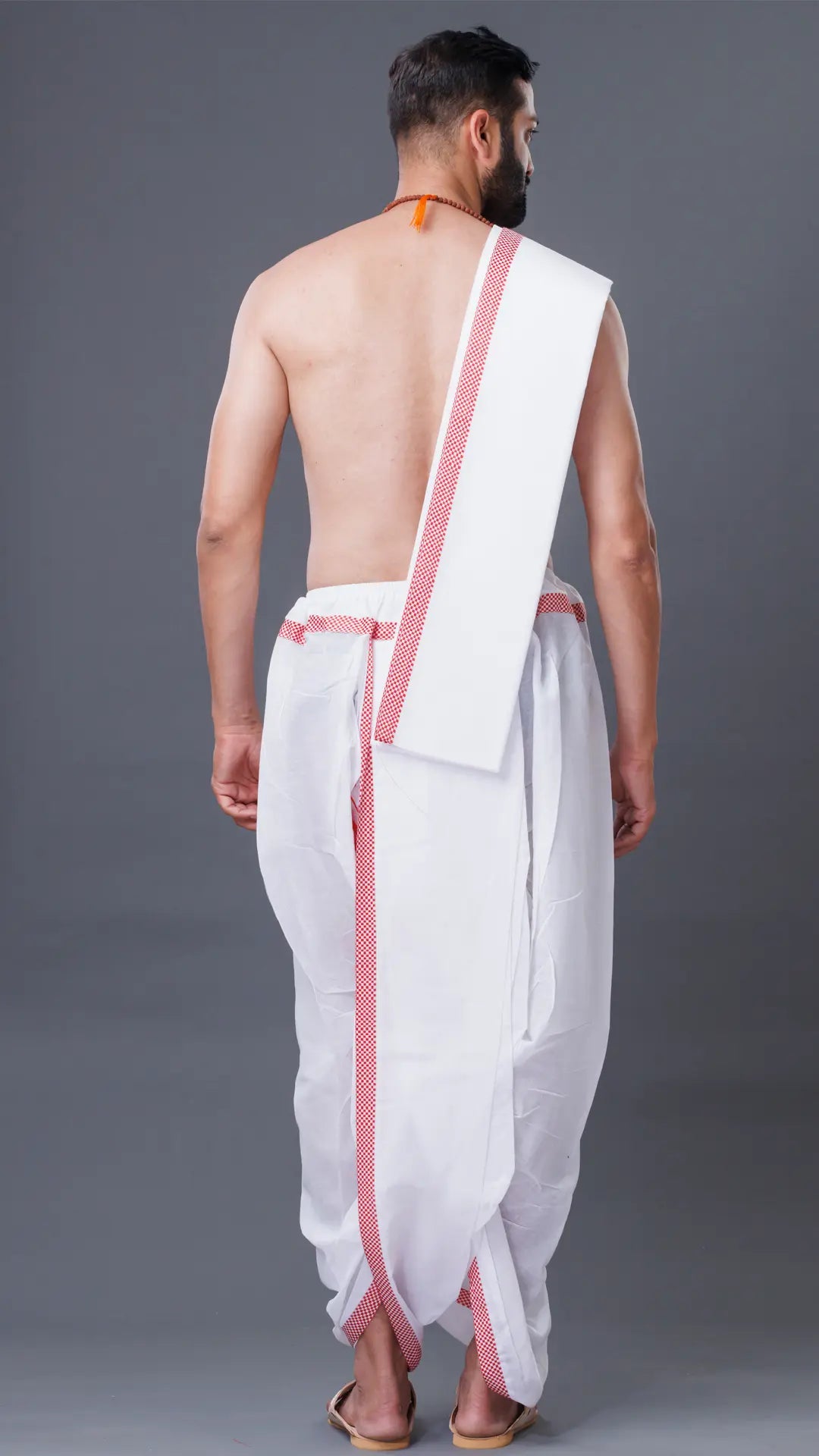 Readymade Cotton White Dhoti & Uparana ratnadeepdhoti