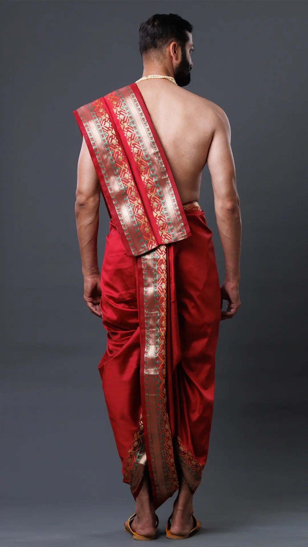 Semi Silk Patola Border Dhoti & Uparana ratnadeepdhoti