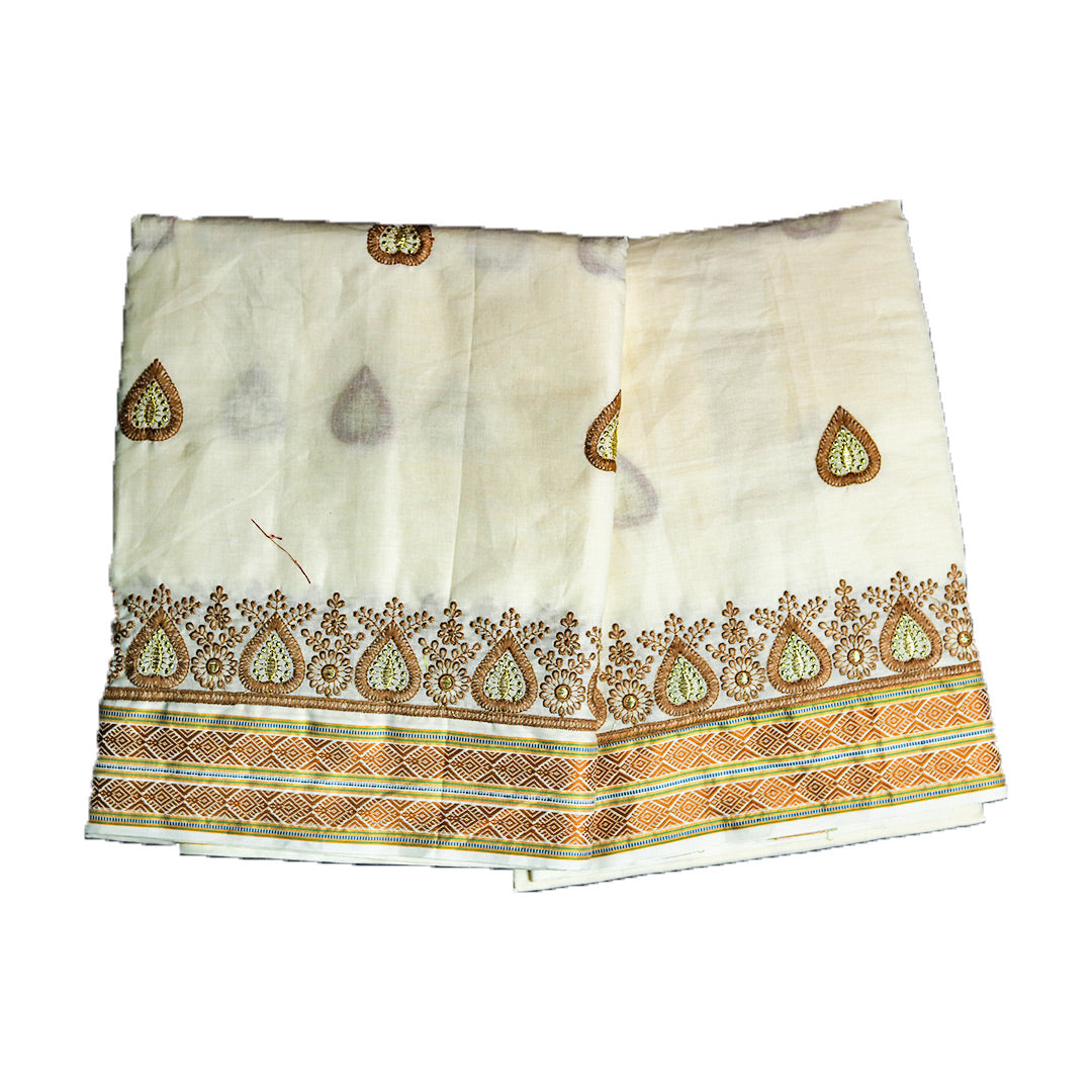 Golden Embroidered Cotton Dhoti