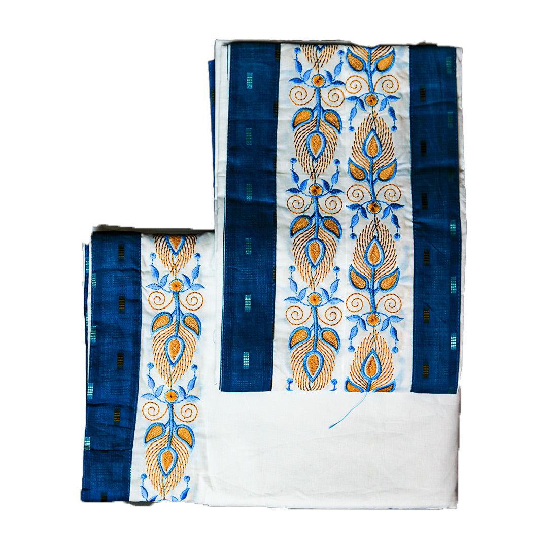 Dark Blue Border Cotton Dhoti (10*6) Ratnadeep Dhoti