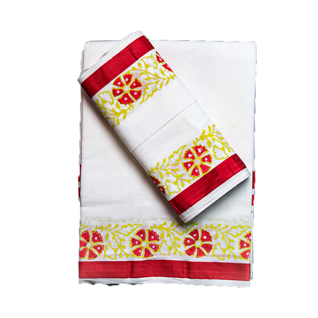 Thilani Printed Cotton Dhoti Set