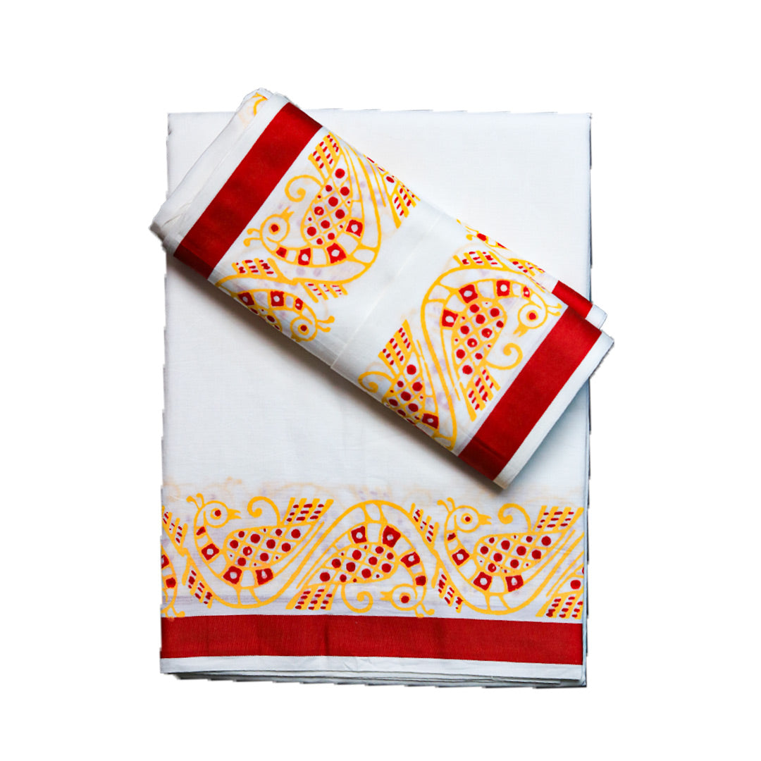 Thilani Printed Set Cotton Dhoti (10x6): Vibrant Desig With Traditional Charm Ratnadeep Dhoti