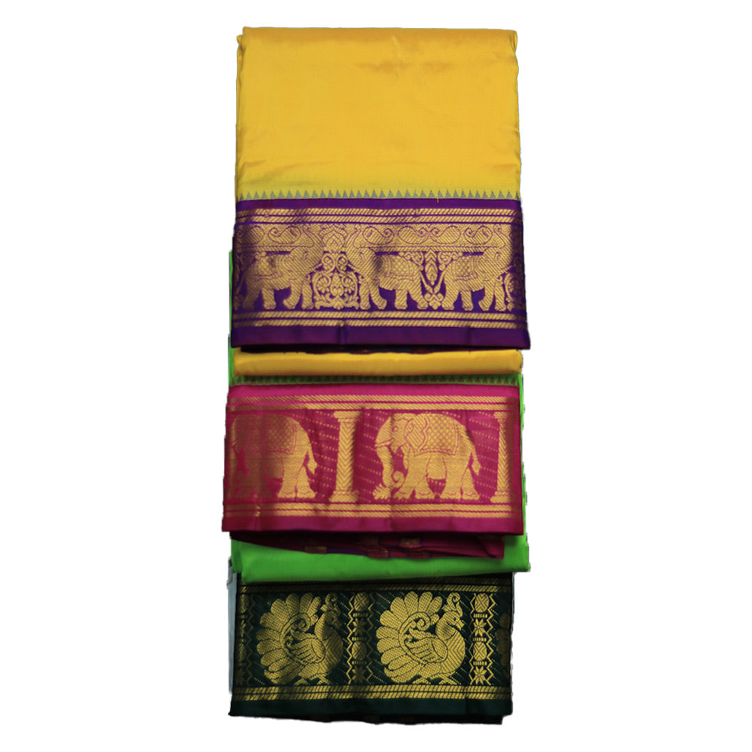 Plated Border Luxurious Pure Silk Dhoti (10x6) ratnadeepdhoti