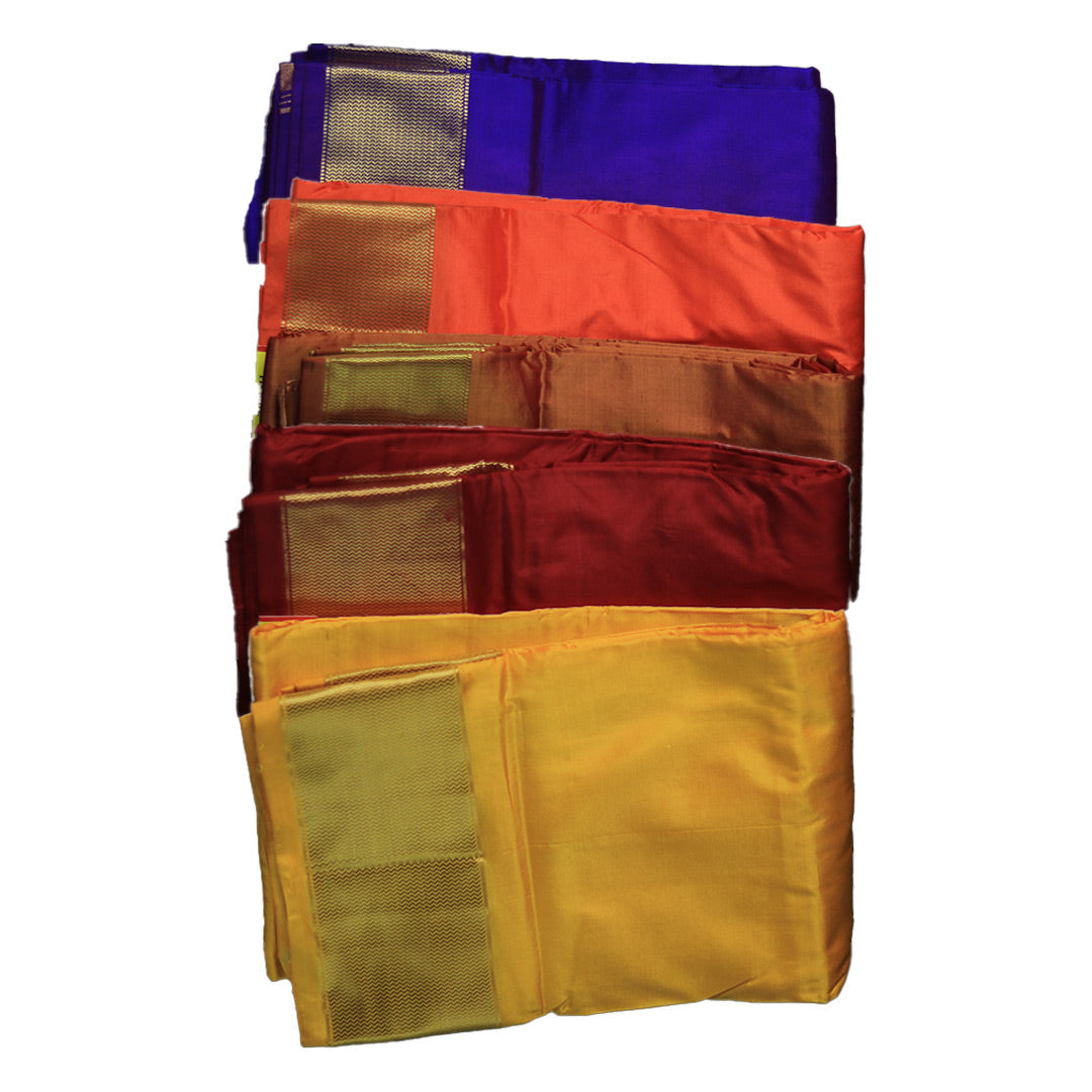 Elegant Pure Silk Dhoti with Simple Border (10x6)—Timeless Sophistication in Simplicity ratnadeepdhoti