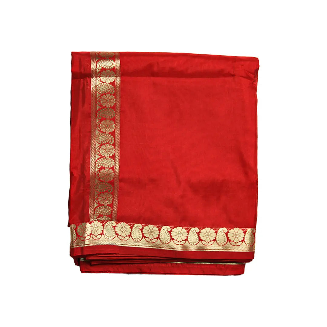 Mango Border Semi Silk Dhoti & Uparana ratnadeepdhoti