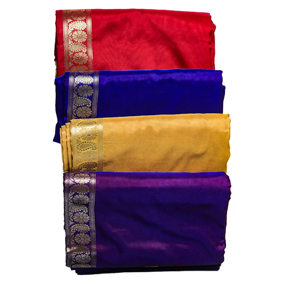 Mango Border Semi Silk Dhoti & Uparana ratnadeepdhoti
