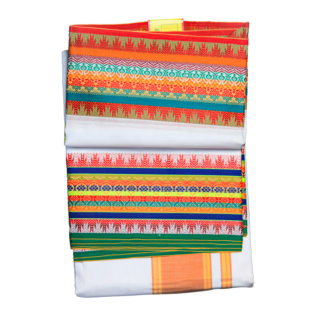 Dhoti Set with Colorful Borders : A Touch of Color in Traditional Elegance Shree Jagannath