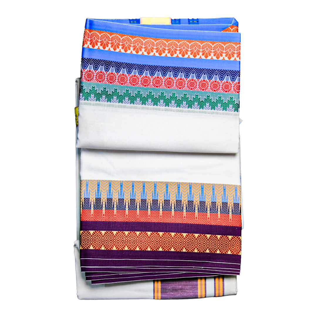 Set Dhoti (10x6) with Vibrant Borders: A Touch of Color in Traditional Elegance Shree Jagannath