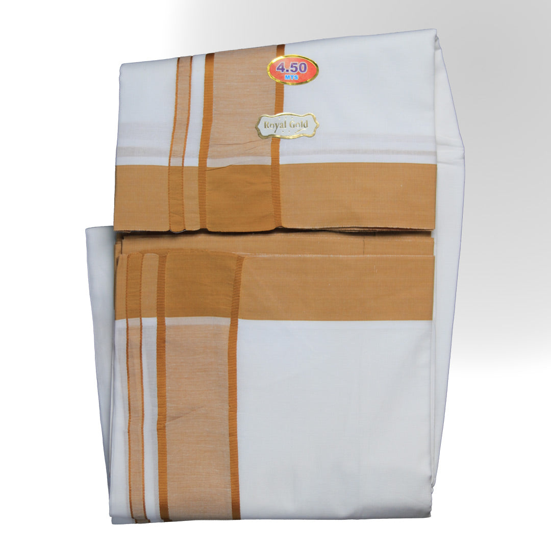 Royal Gold Dhoti
(10x6, 4.5mtr): Majestic Style for Traditional Occasion Ratnadeep Dhoti