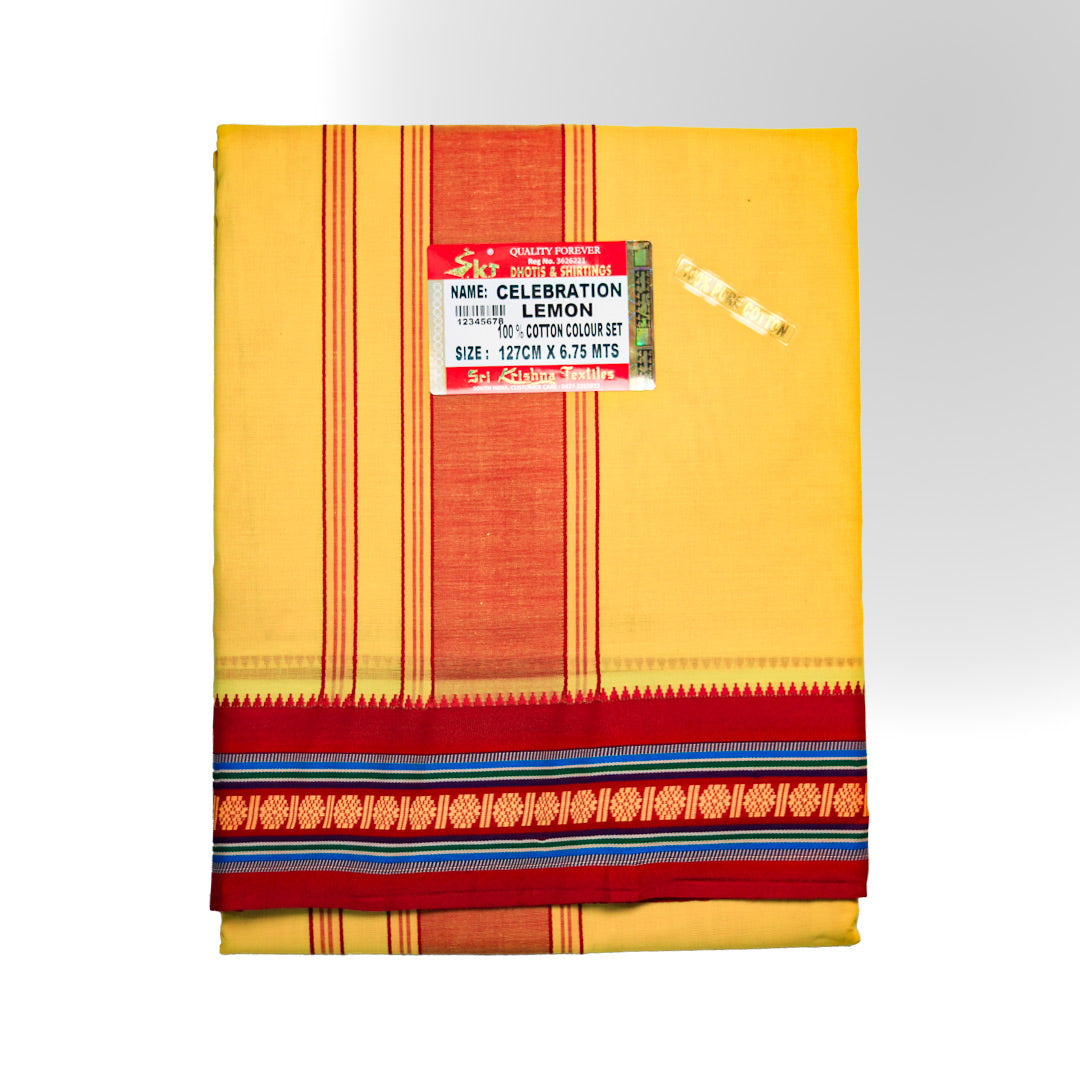 Nagpuri Border Dhoti (10x6): Traditional Elegance with Unique Regional Charm Ratnadeep Dhoti