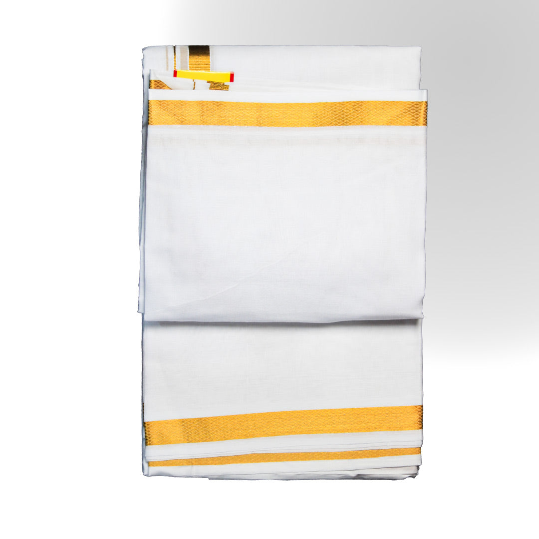 Elegant Warm White Dhoti with Zari BorderRatnadeep Dhoti