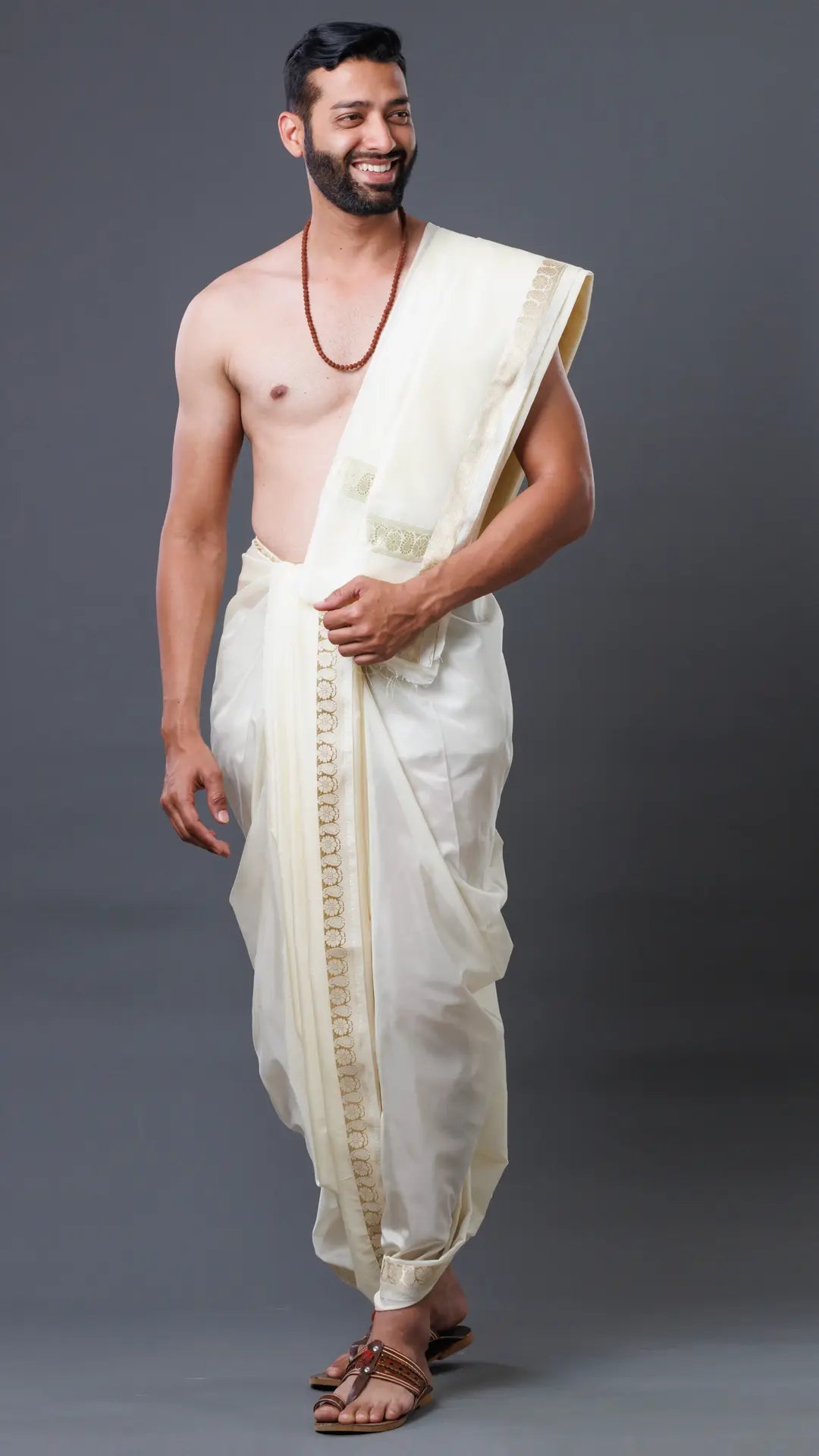 Semi Silk Dhoti & Uparana with Mango Borderatnadeepdhoti
