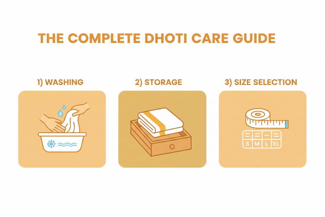 The Complete Dhoti Care Guide: Washing, Storage, and Size Selection ratnadeepdhoti