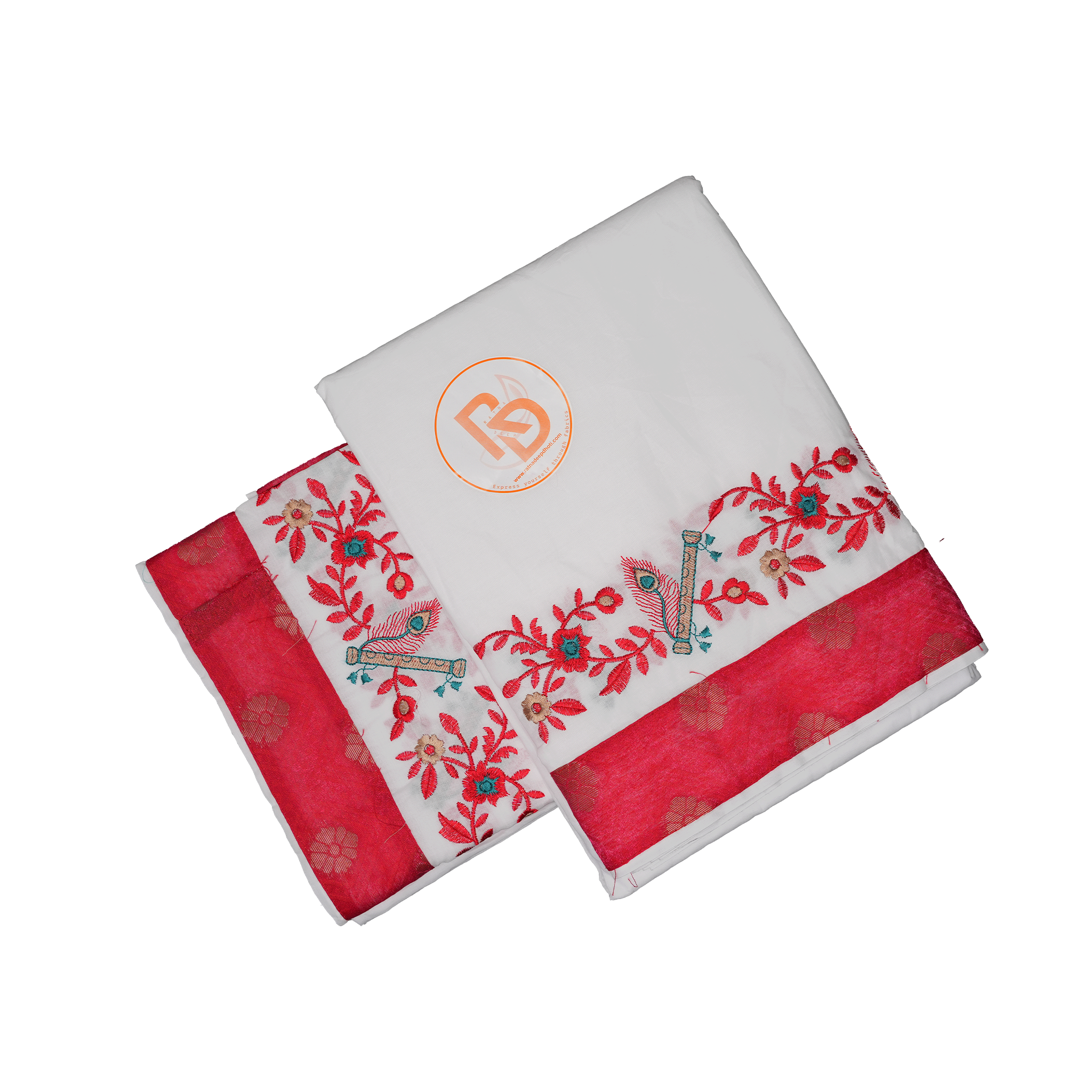 Premium Cotton Dhoti(10 x 6) Set with Deep Red Border & Ethnic Detailing Ratnadeep Dhoti