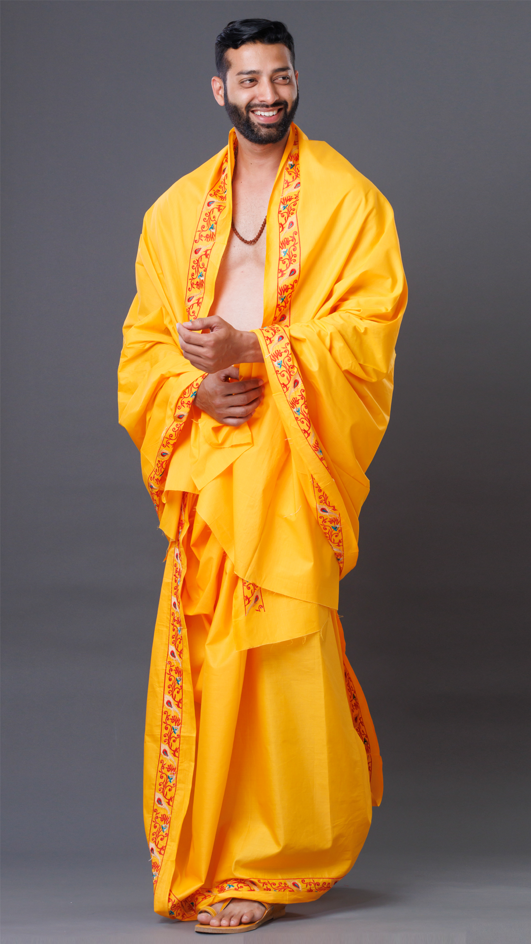 Mango Cotton Dhoti With Minimalistic Border Design Ratnadeep Dhoti
