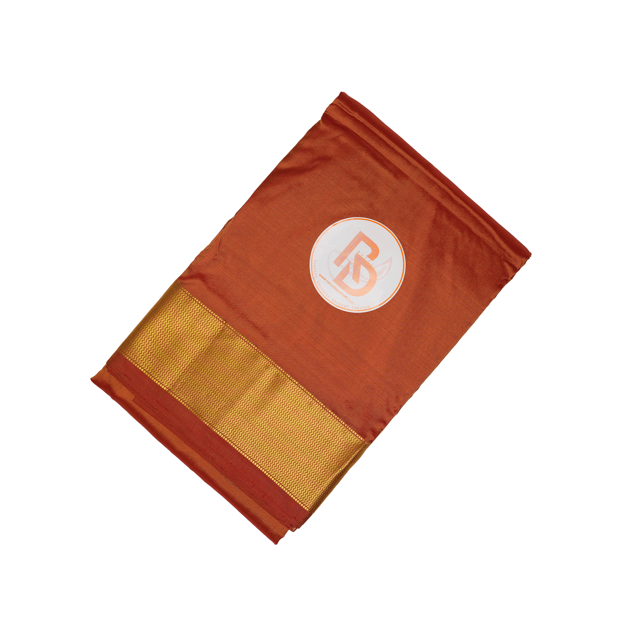 Pure Silk Dhoti (10 × 6) for Men | Orange Tone with Premium Golden Border Ratnadeep Dhoti