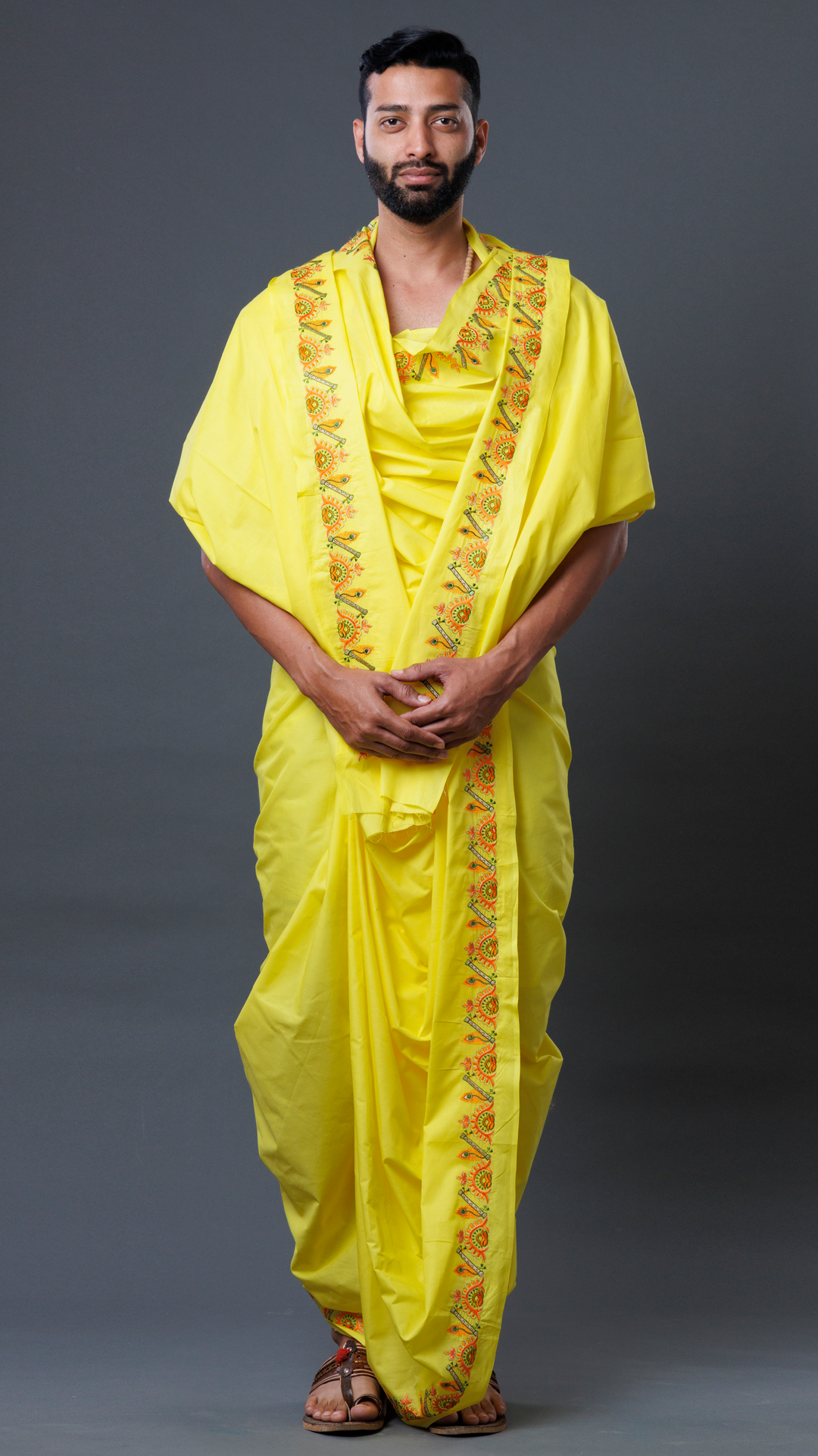 Yellow Work Jod Cotton Dhoti(10x6) ratnadeepdhoti