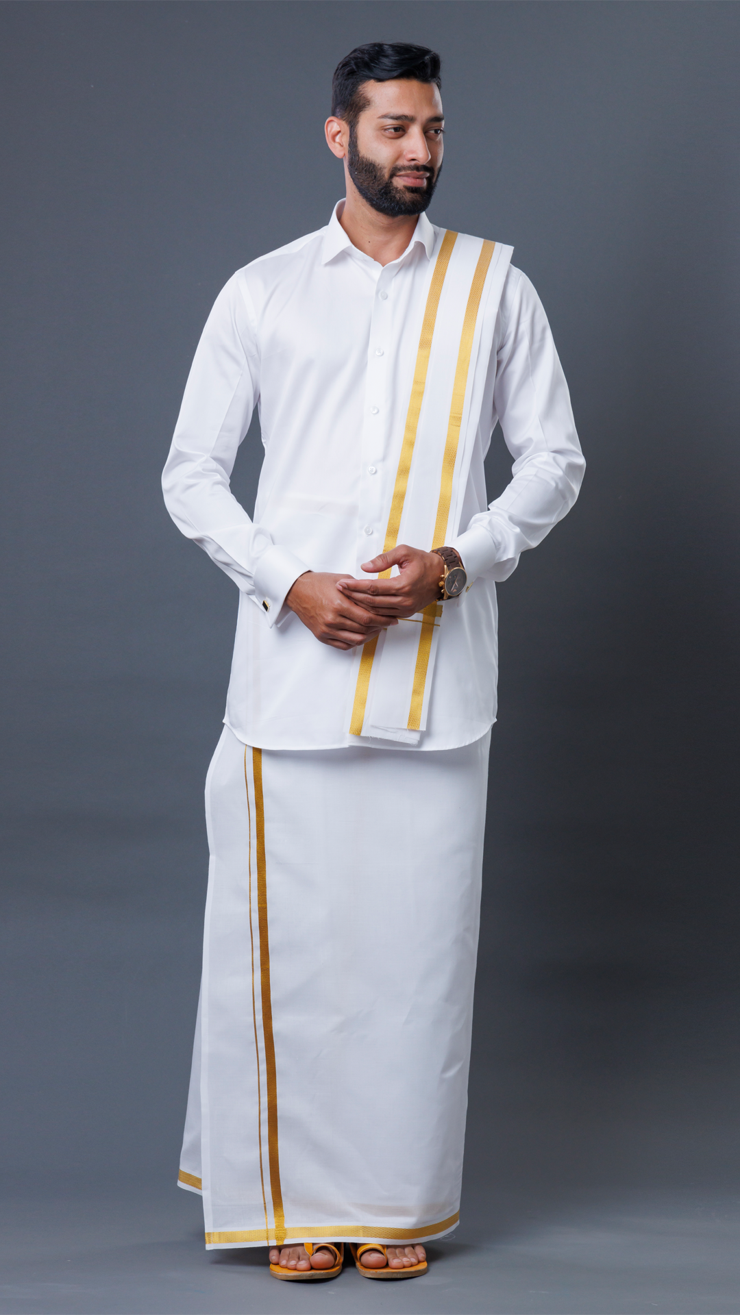 Premium Cotton Towel with Golden Border ratnadeepdhoti