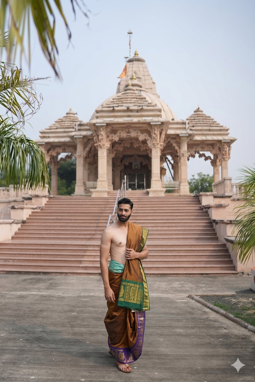 Vintage Royal Silk Dhoti (10x6) Set – Premium Handloom Collection Ratnadeep Dhoti