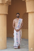 Men attire stylish handprint cotton dhoti with khes