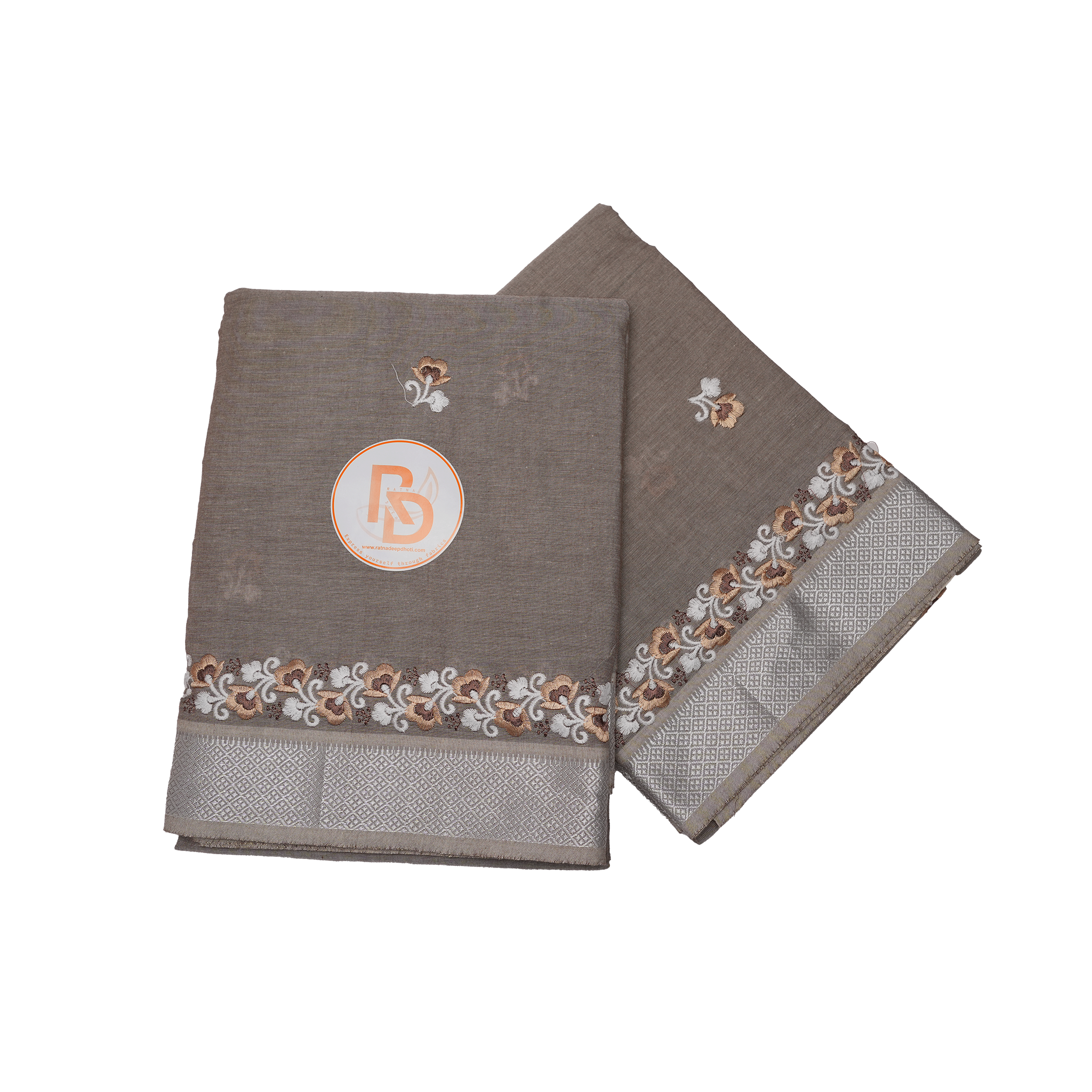 Premium Embroidery Gray Cotton Dhoti with Uparana