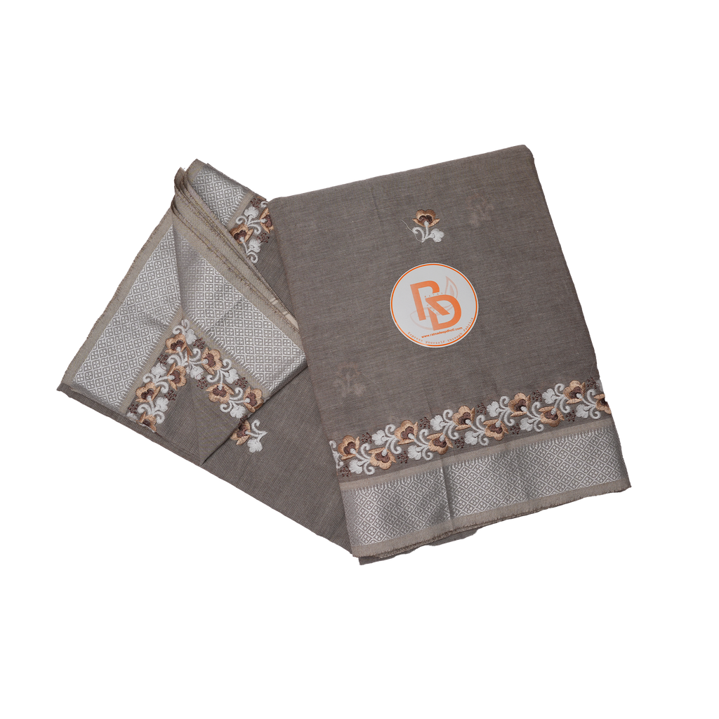 Premium Embroidery Gray Cotton Dhoti with Matching Khes