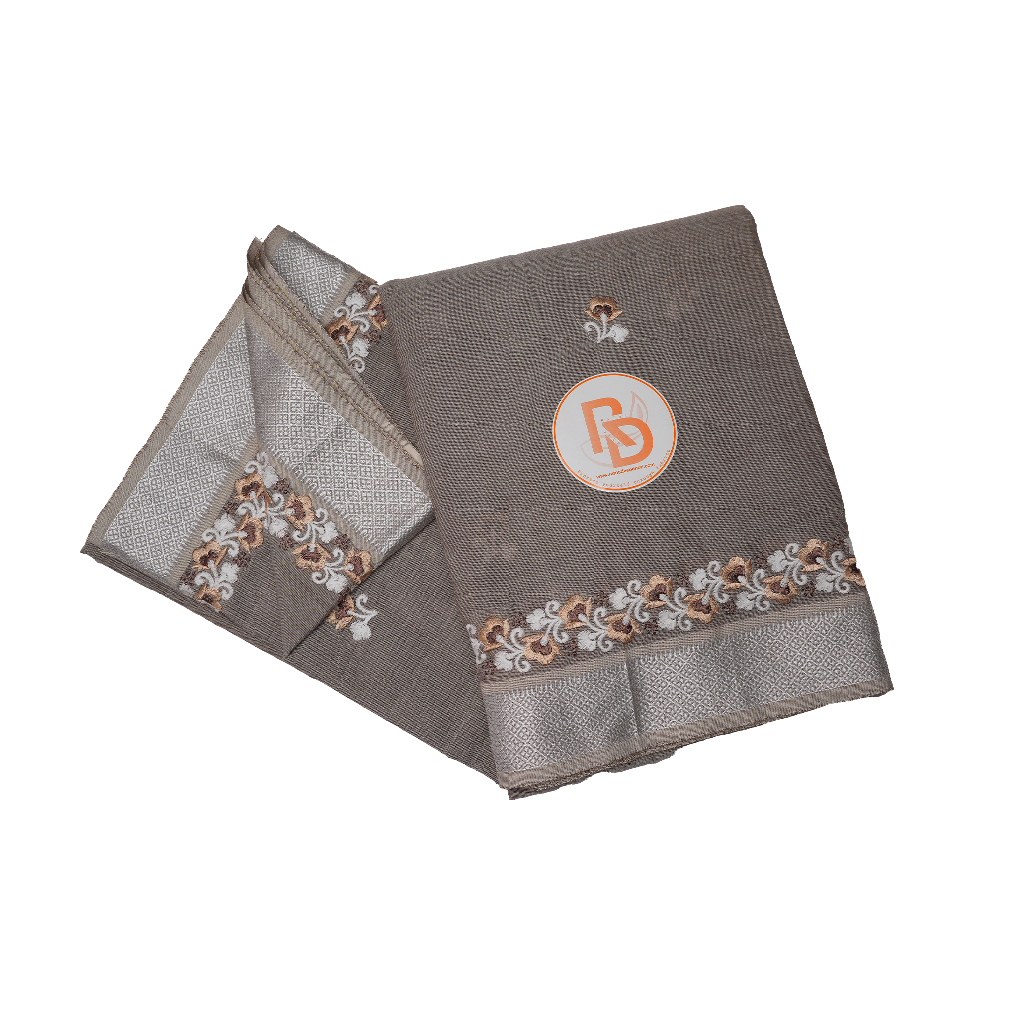 Premium Embroidery Gray Cotton Dhoti with Matching Khes