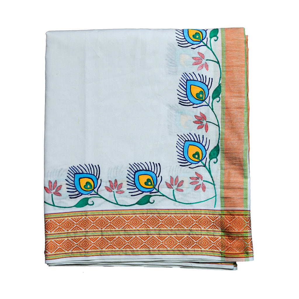 Peacock Feather Printed Dhoti ratnadeepdhoti