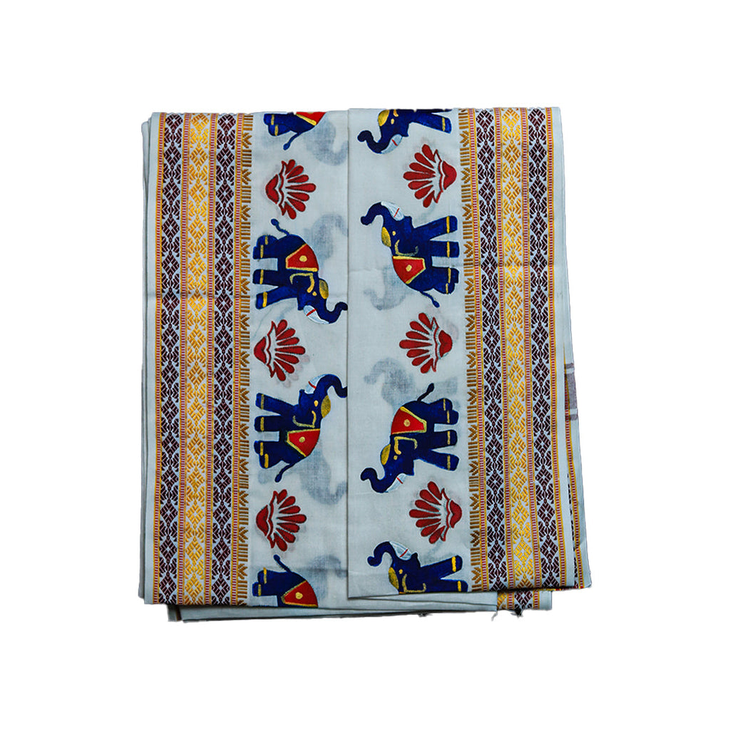Traditional Cotton Dhoti with Elegant Elephant Design ratnadeepdhoti
