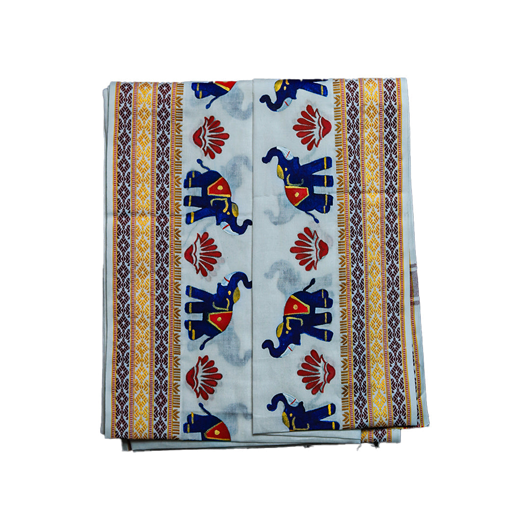 Traditional Cotton Dhoti with Elegant Elephant Design ratnadeepdhoti
