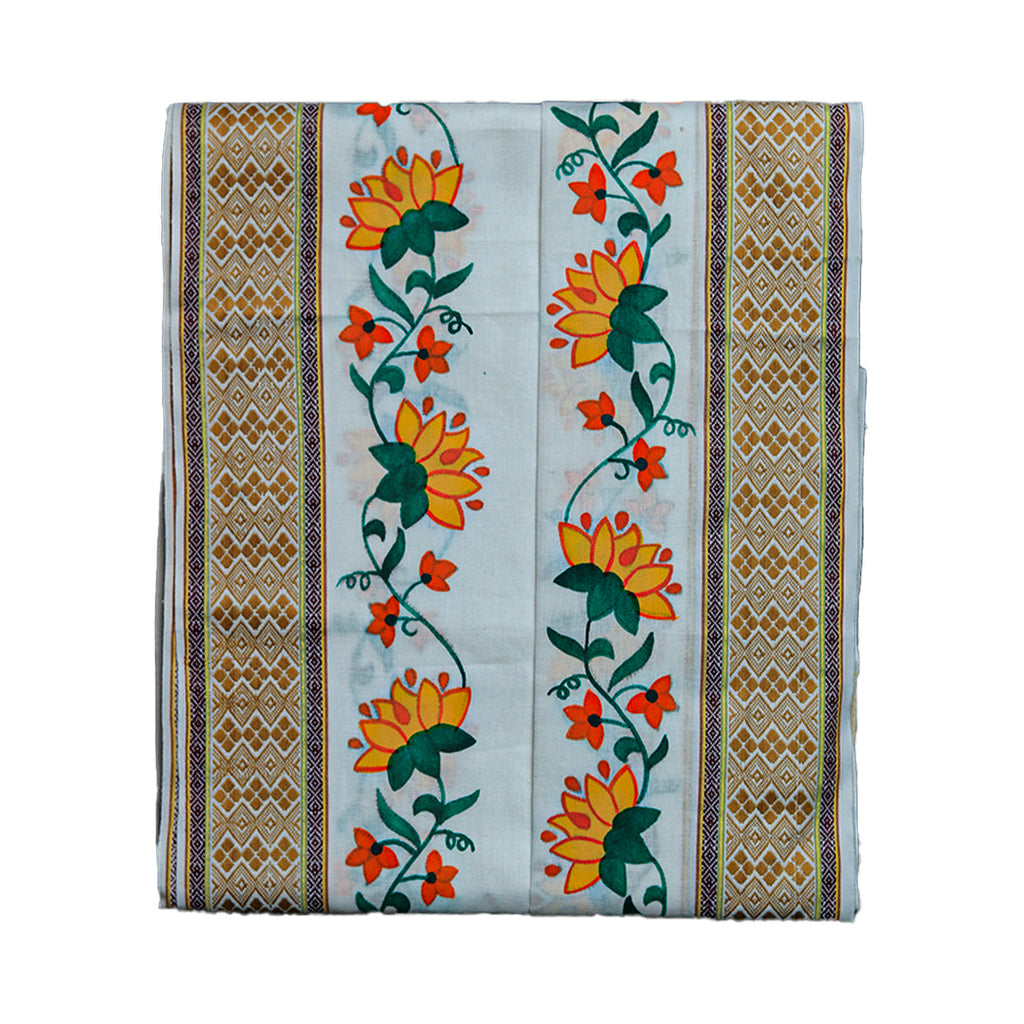 Floral Design Cotton Dhoti Set ratnadeepdhoti