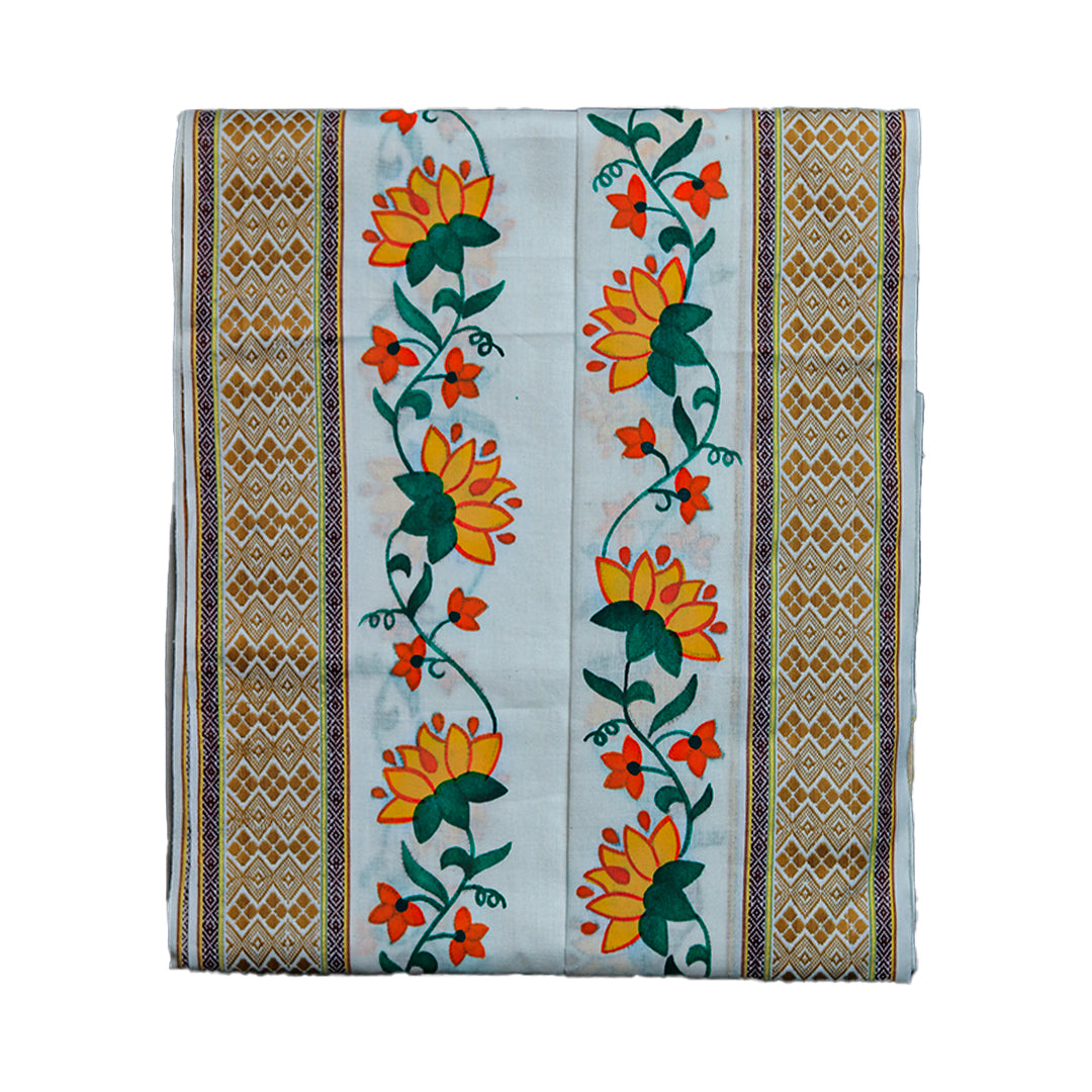Floral Design Cotton Dhoti Set ratnadeepdhoti