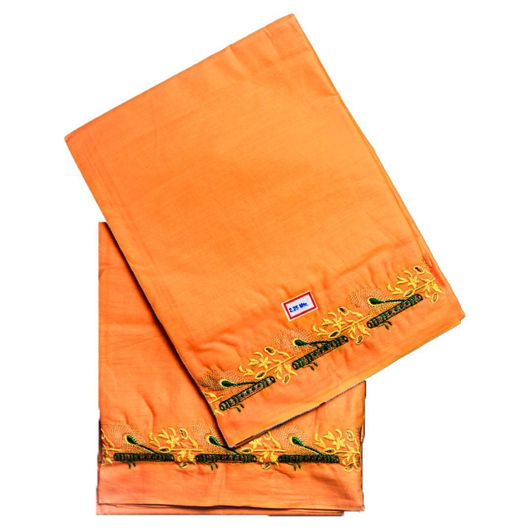Peacock Feather Design Cotton Dhoti  (10*6) Ratnadeep Dhoti