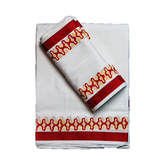 Thilani Printed Set Cotton Dhoti (10x6): Vibrant Desig With Traditional Charm Ratnadeep Dhoti