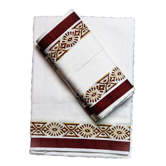 Thilani Printed Set Cotton Dhoti (10x6): Vibrant Desig With Traditional Charm Ratnadeep Dhoti