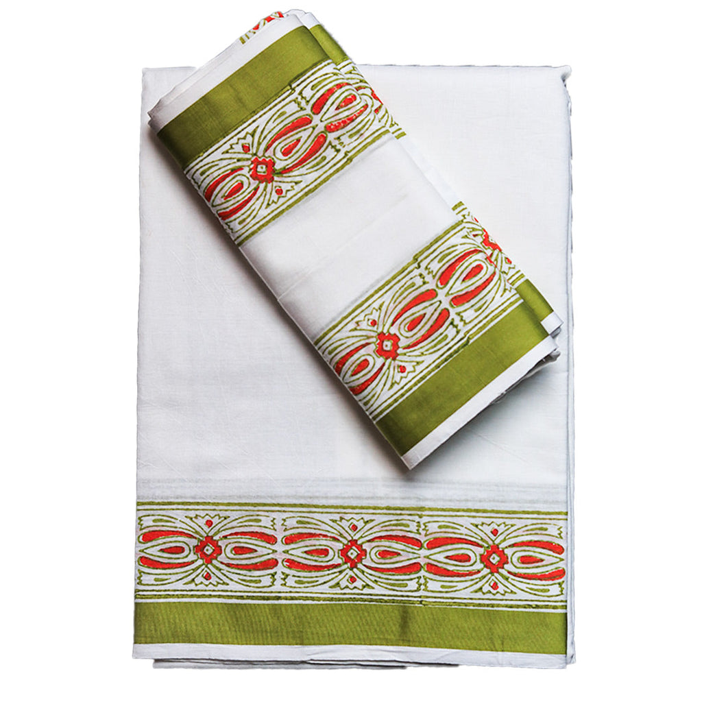 Thilani Printed Set Cotton Dhoti (10x6): Vibrant Desig With Traditional Charm Ratnadeep Dhoti