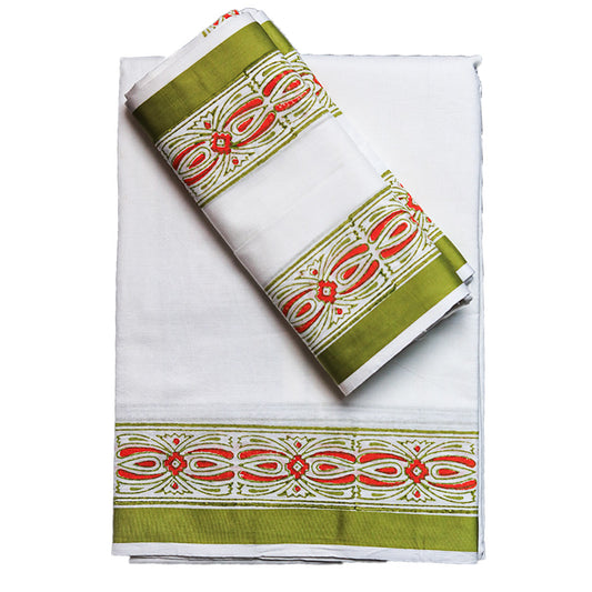 Thilani Printed Set Cotton Dhoti (10x6): Vibrant Desig With Traditional Charm Ratnadeep Dhoti