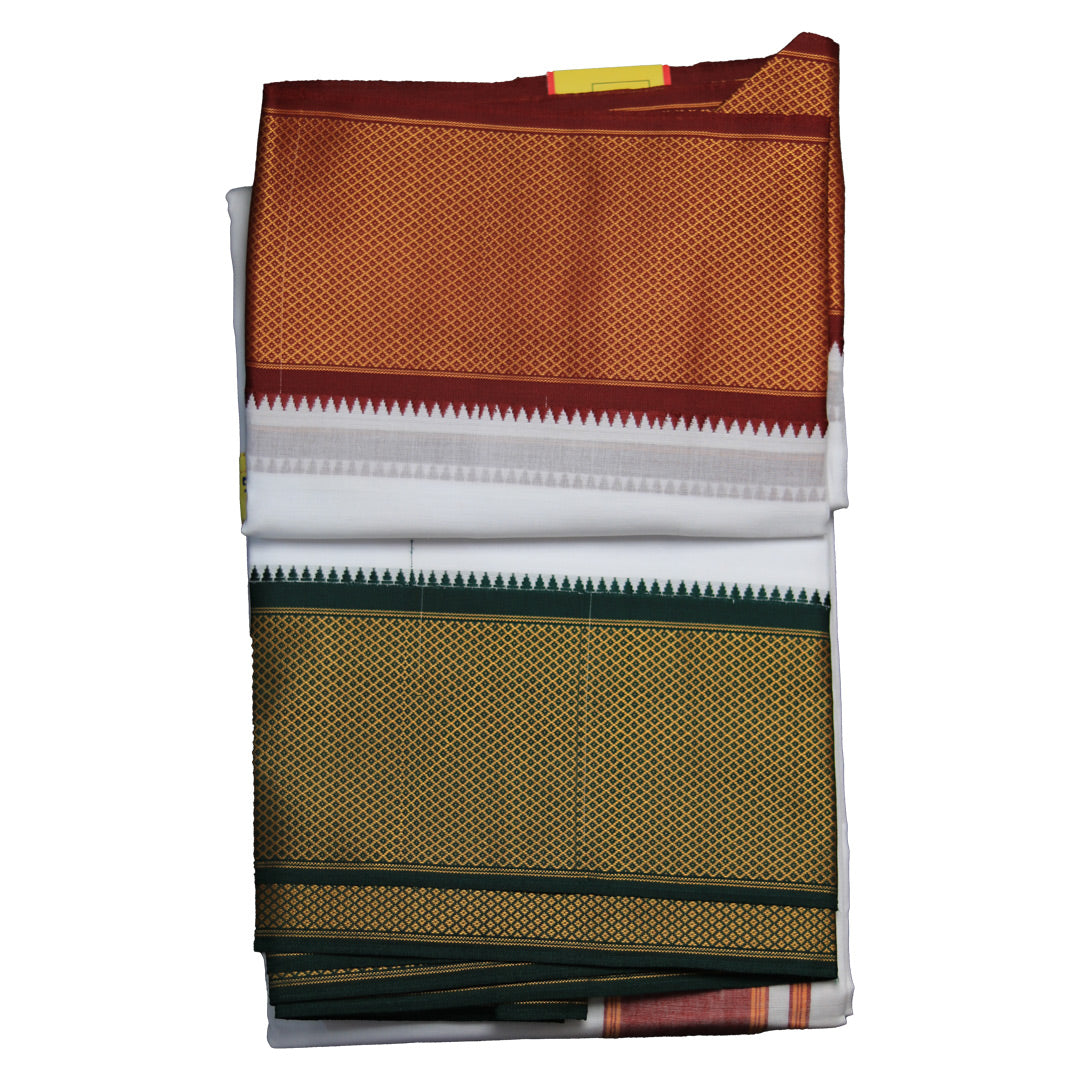 Ganga-Jamuna Set Cotton Dhoti (10x6): A Perfect Blend of Tradition and Style Ratnadeep Dhoti