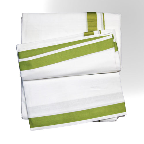 Thirana Jodi Dhoti (4.5mtr) with Black, Orange, and Green Borders: Vibrant Elegance for Traditional Wear Ratnadeep Dhoti