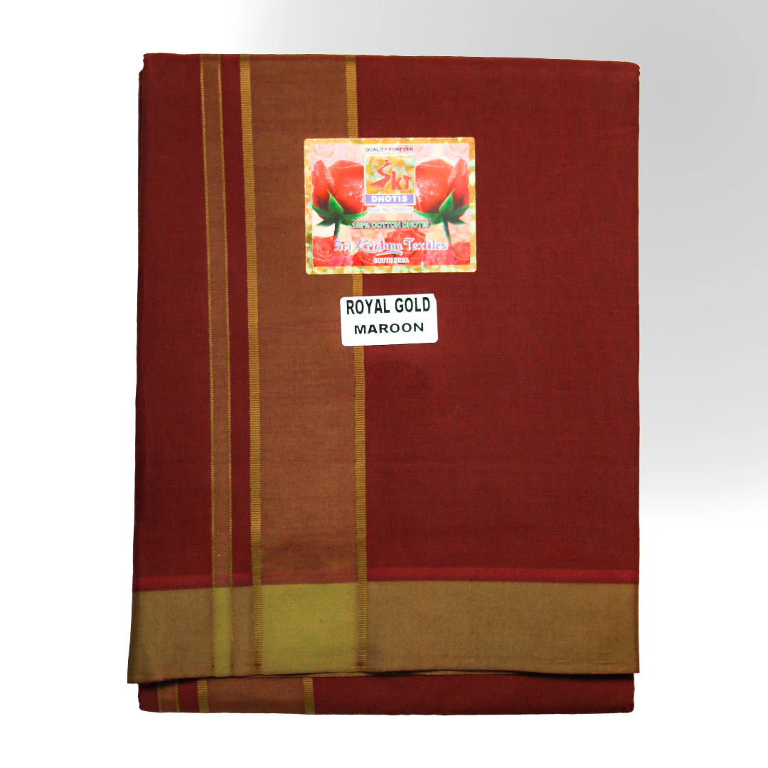 Cotton Dhoti with Royal Colors Gold Edition (10x6) Ratnadeep Dhoti