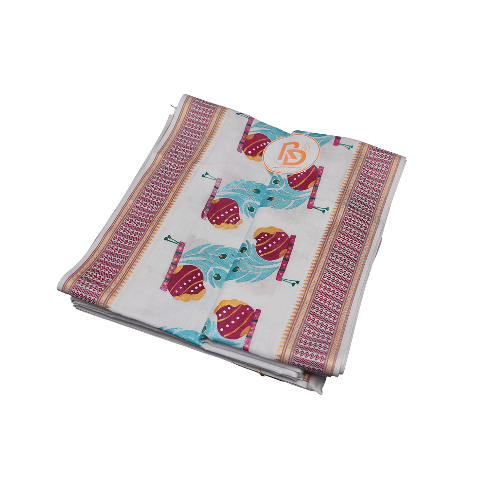Folded White cotton Dhoti